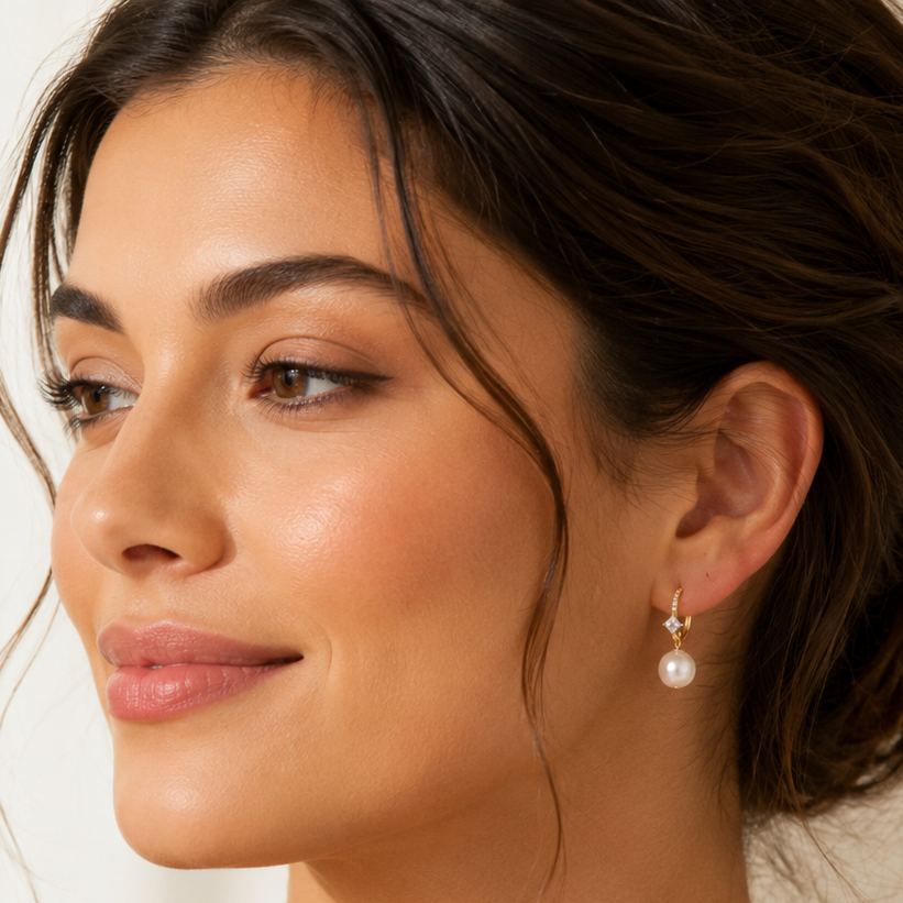 Lustre Pearl Hoop Drops