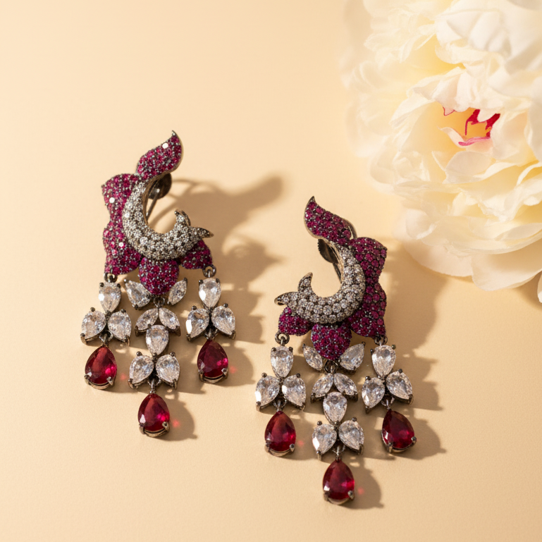 Peacock Earrings - Ivory Light