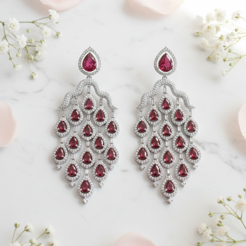 Ruby Cascade Earrings - Light