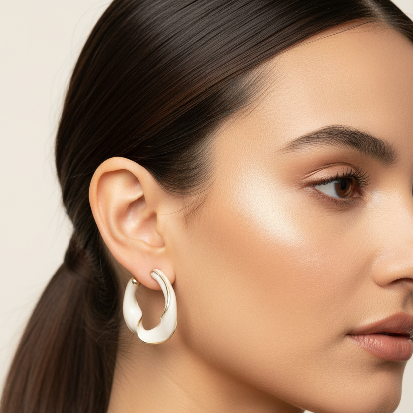 White Twisted Hoop - Model