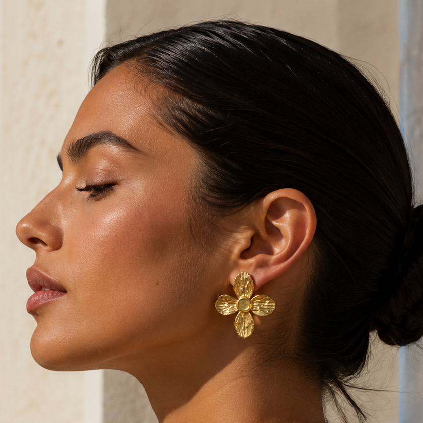 4 petal gold studs
