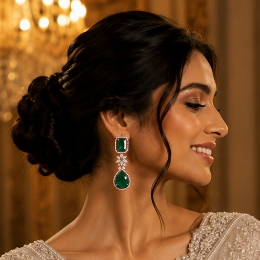 Rania Emerald and Diamond Danglers