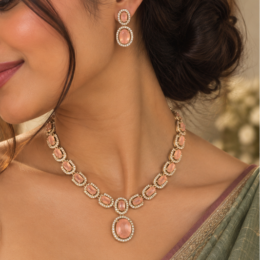 Gulrukh Necklace Set (Blush Pink)