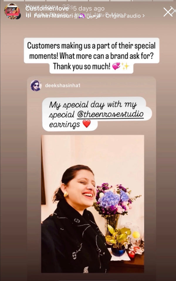 "My special day with my special En Rose Studio earrings"- Deeksha S, Mumbai