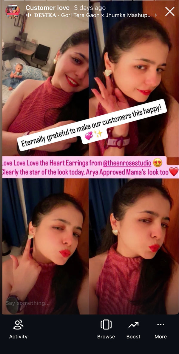 "Love love love these heart earrings from En Rose Studio" Clearly the star of the look." - Sneha C, Gurgaon