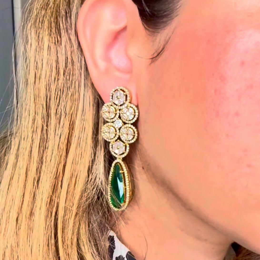 Hinayaa Diamond and Emerald Danglers