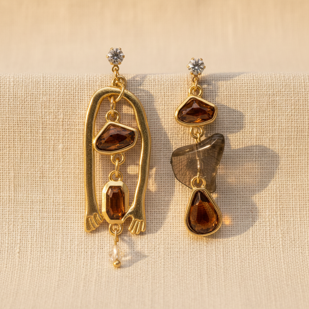 Amber Mismatched Drop – Product Shot, Cream Linen