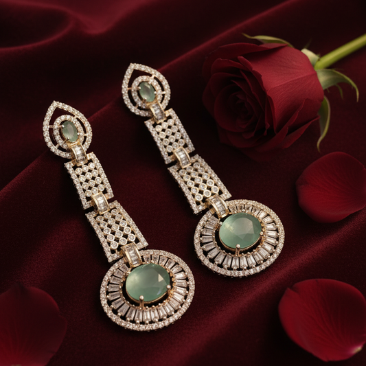 Art Deco Jade Earrings - Burgundy Rose