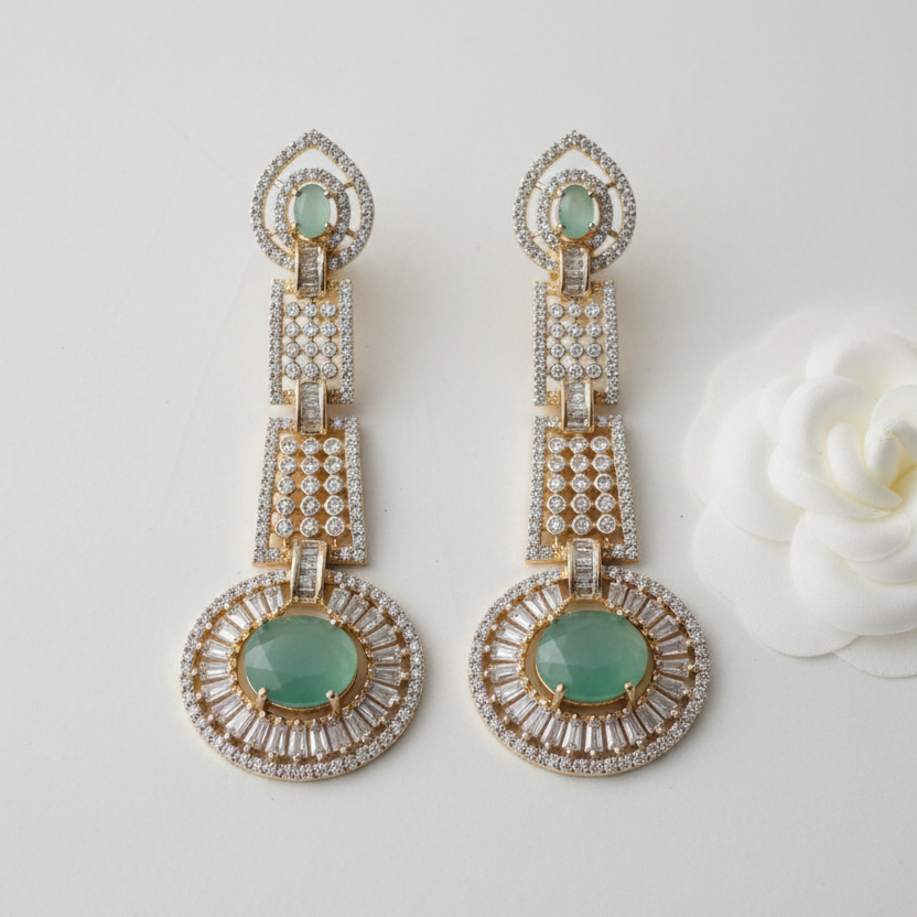 Art Deco Jade Earrings - Light