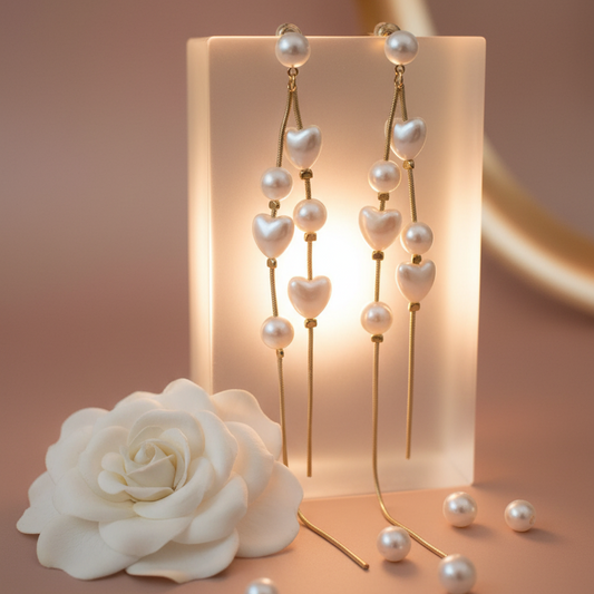 Baroque Pearl Gold Chain Drop Earrings – Frosted Glass Bridal
