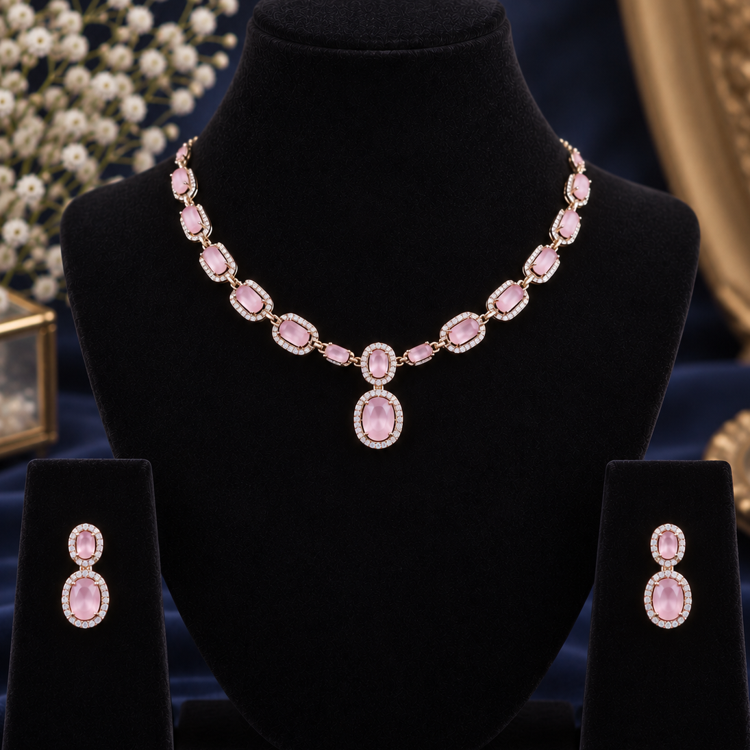 Gulrukh Necklace Set (Blush Pink)