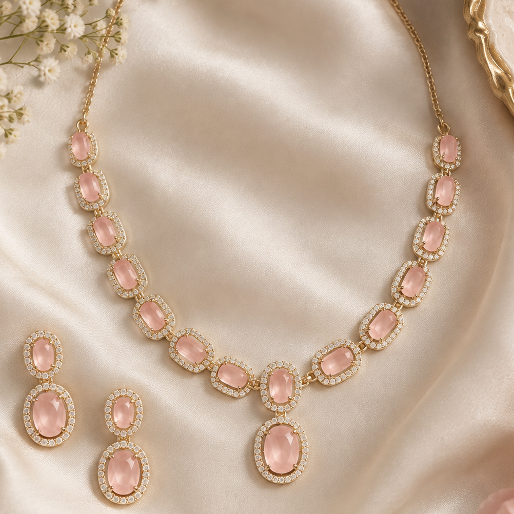 Gulrukh Necklace Set (Blush Pink)
