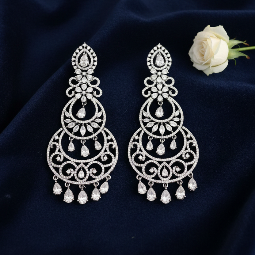 Chand Bali Earrings - Navy Dark