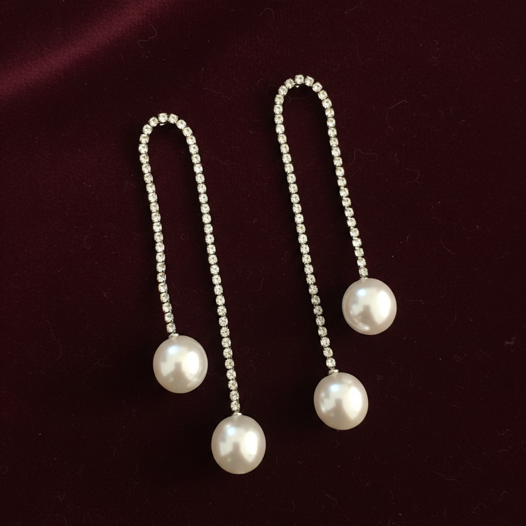 Crystal Arch Pearl Threader – Burgundy Velvet