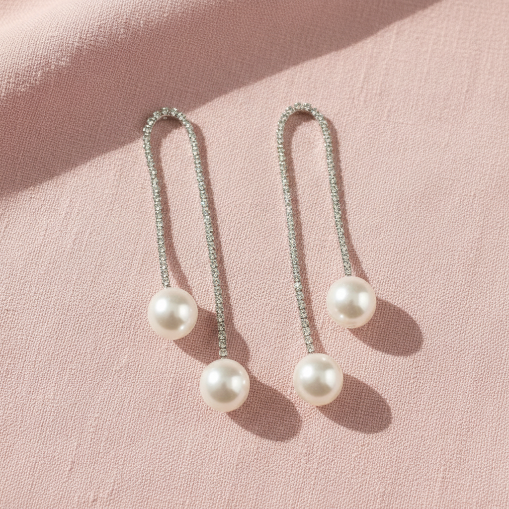 Crystal Arch Pearl Threader on Pink Linen