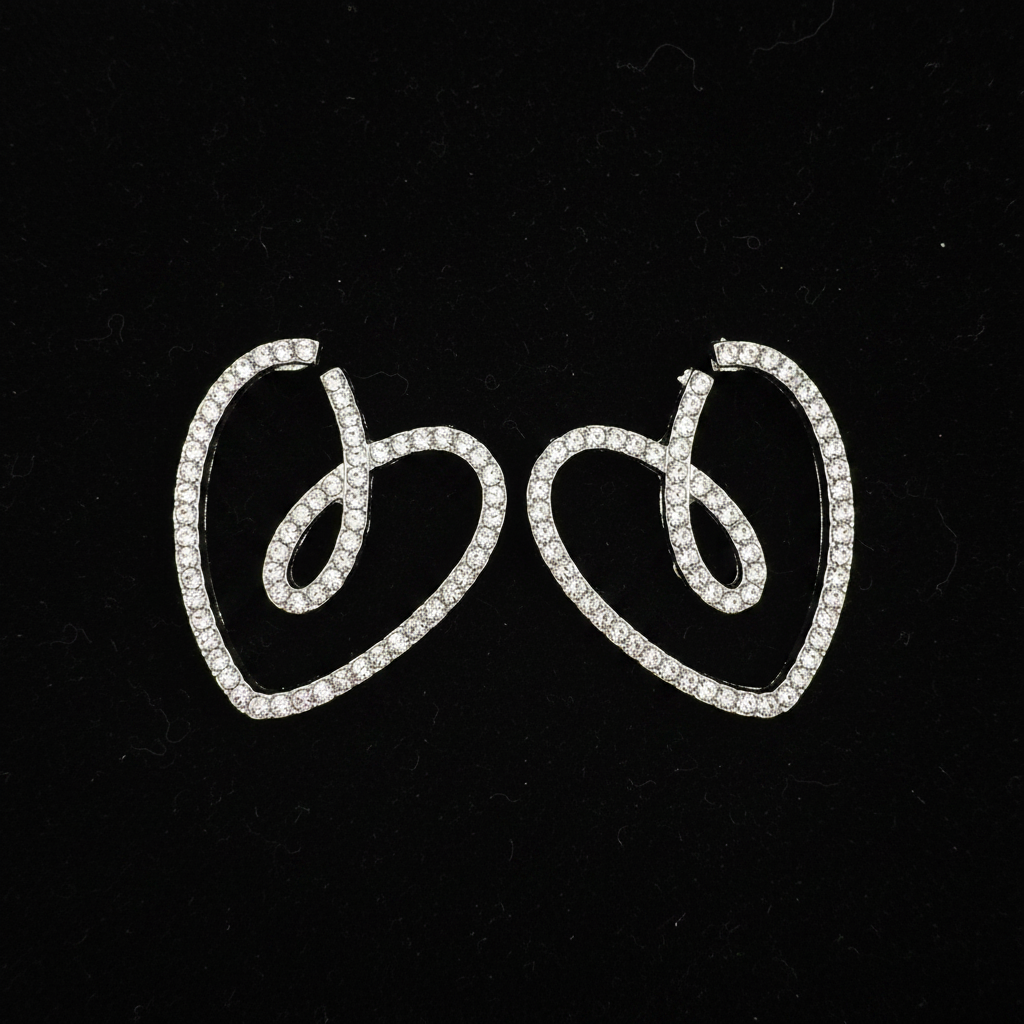 Crystal Pave Swirl Hoop Earrings – Black Velvet