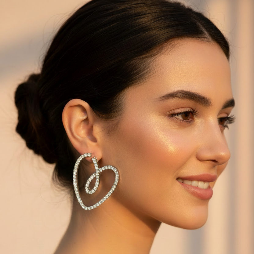 Crystal Pave Swirl Hoop Earrings – Model Shot Smaller