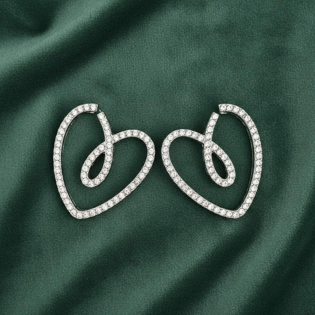 Crystal Pave Swirl Hoop Earrings – Sage Green Velvet
