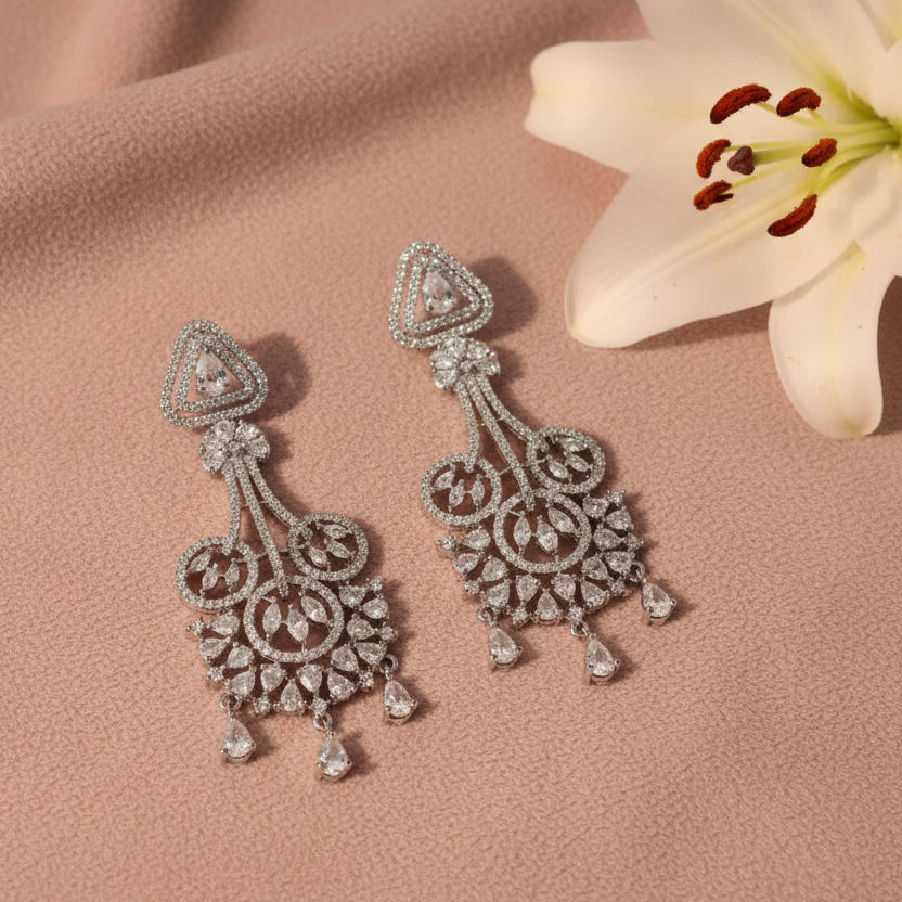 Diamond Chandelier Earrings - Blush Light
