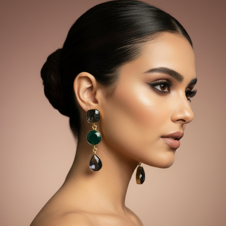 Emerald Earrings - Dusty Rose Model