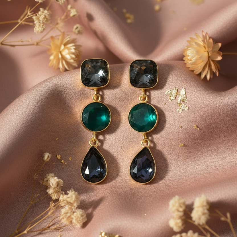 Emerald Earrings - Dusty Rose Product 1