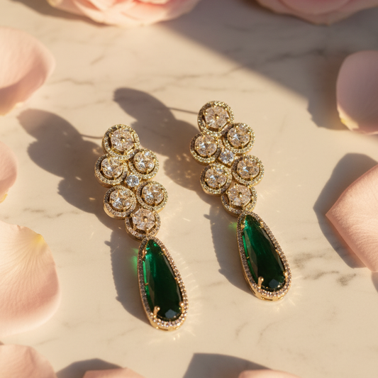 Emerald Earrings - Wedding Flat Lay