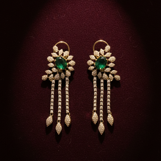 Emerald Tassel Earrings - Burgundy Dark