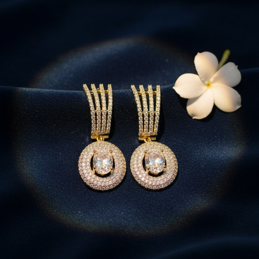 Gold Diamond Earrings - Midnight Blue