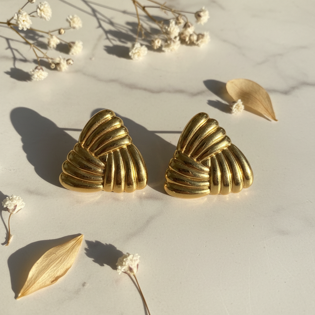Gold Ribbed Studs - Product 1