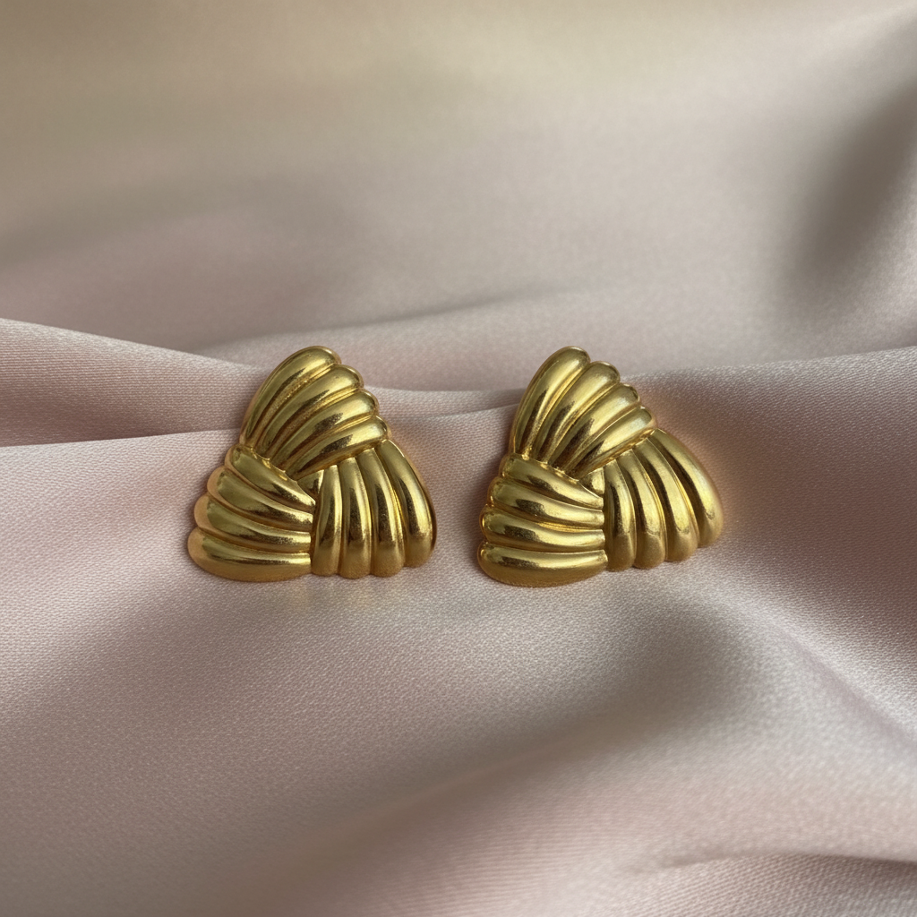 Gold Ribbed Studs - Product 2
