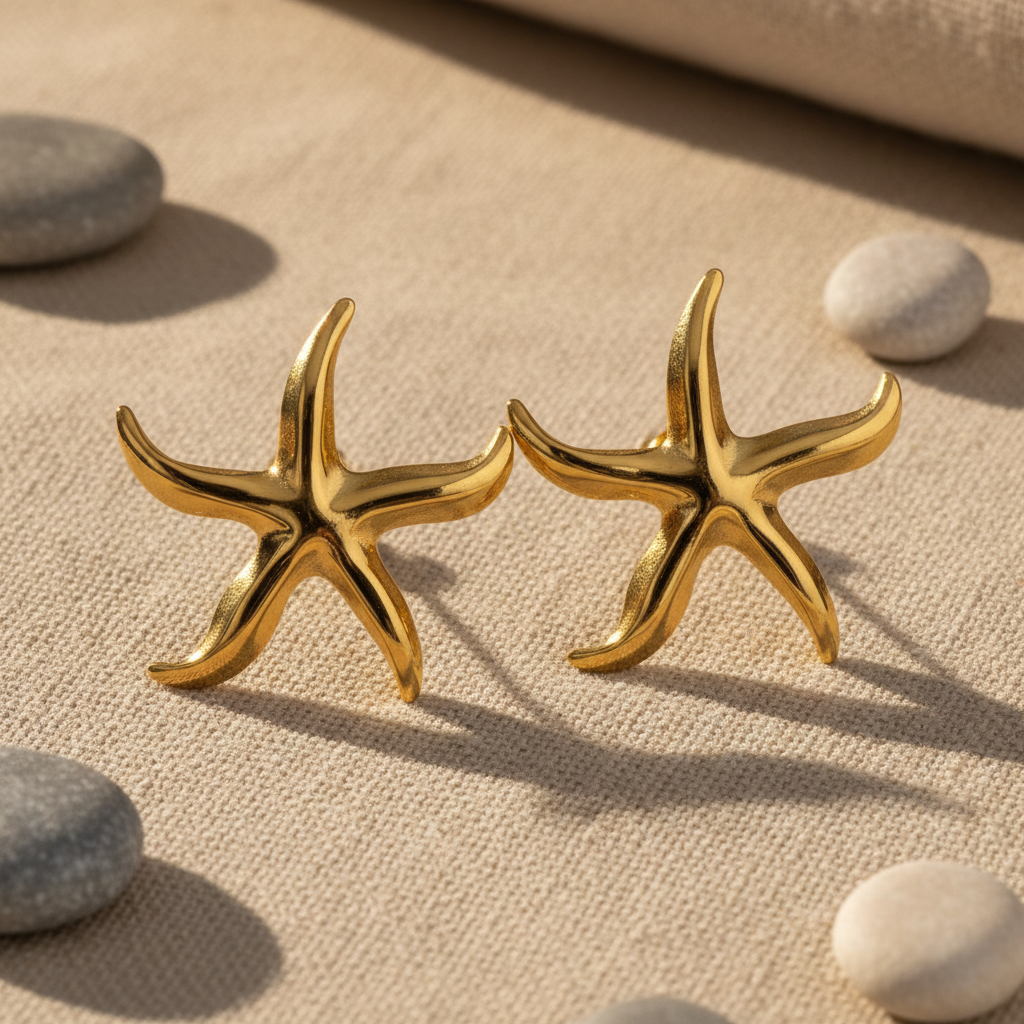 Gold Starfish Stud Earrings – Coastal Linen