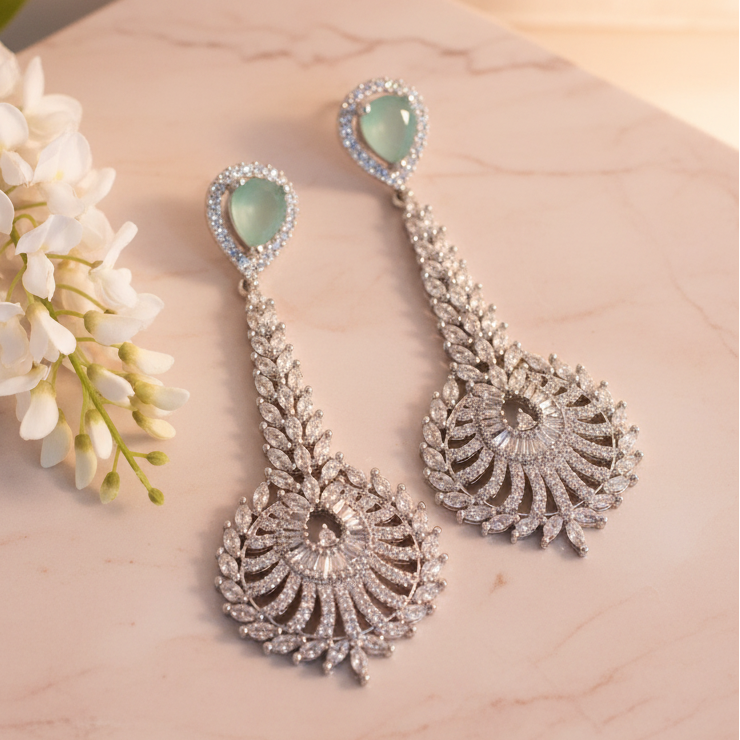 Mint Diamond Earrings - Blush Light