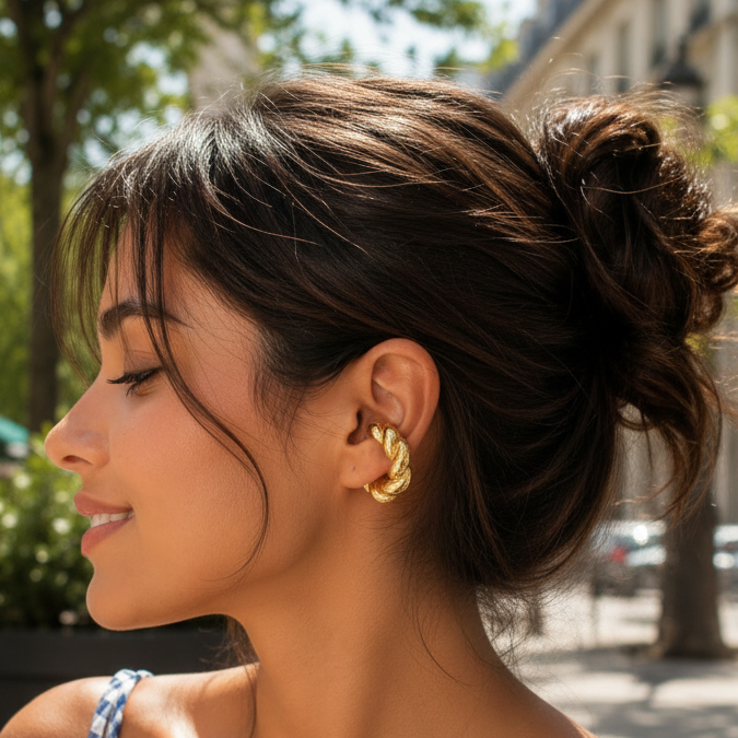 Model Shot - Twisted Rope Ear Cuff