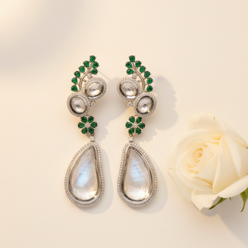 Moonstone Earrings - Warm Cream
