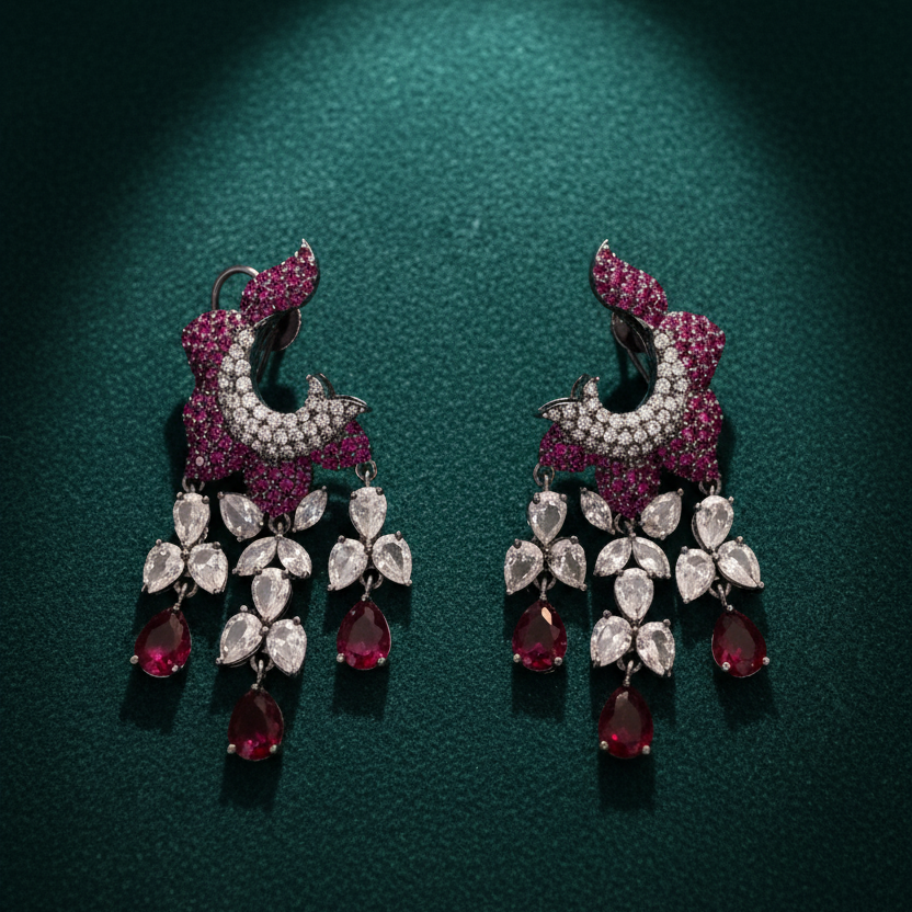 Peacock Earrings - Deep Teal