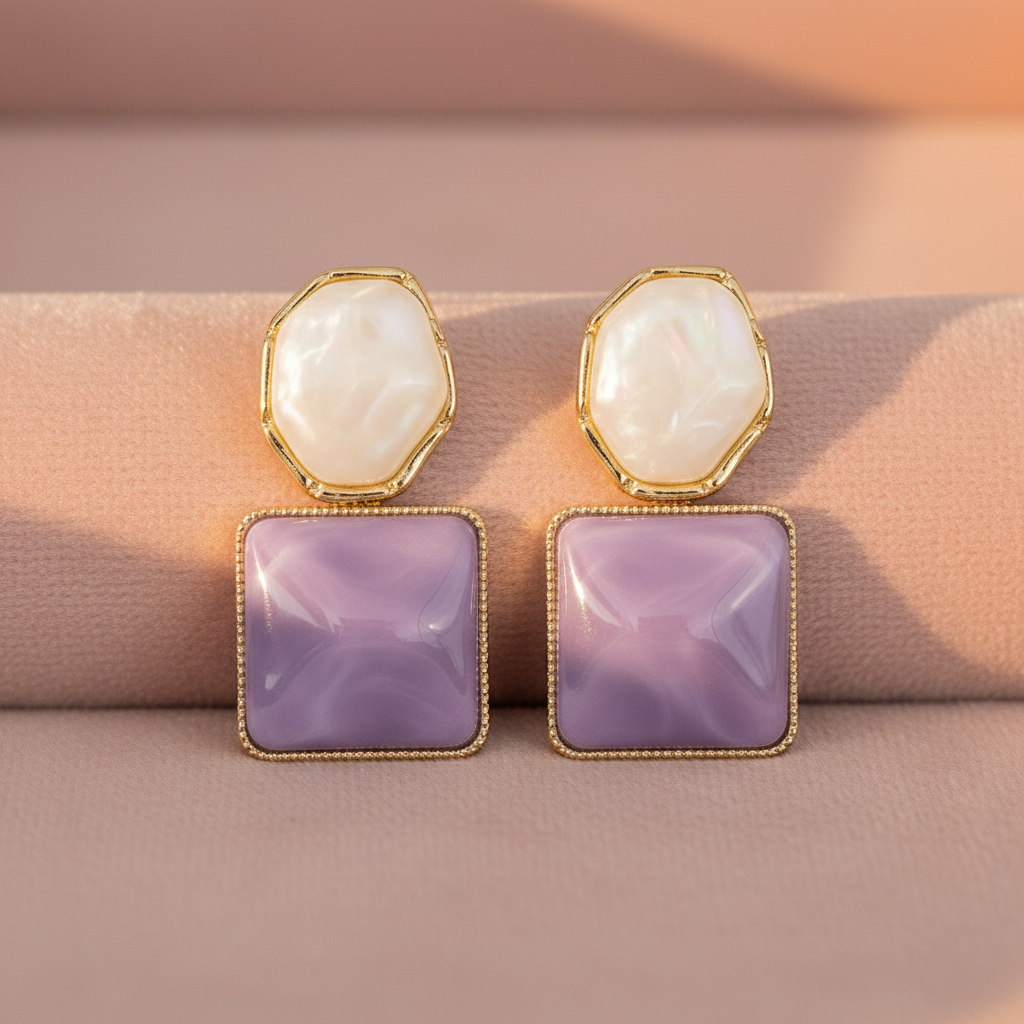 Pearl & Lavender Square – Blush Pink Background