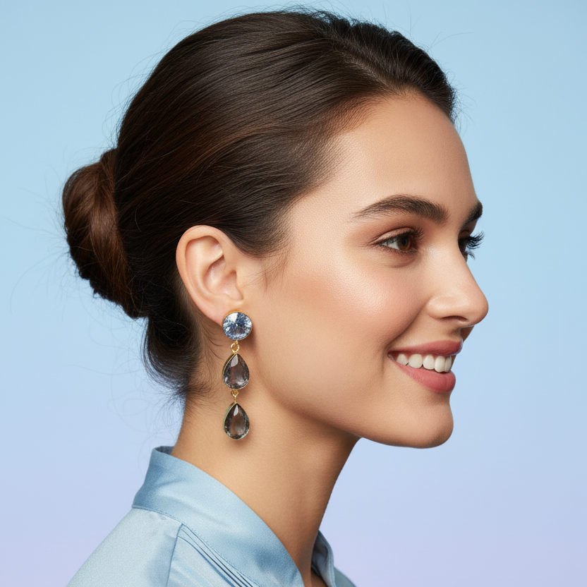 Periwinkle Drop Earrings - Model