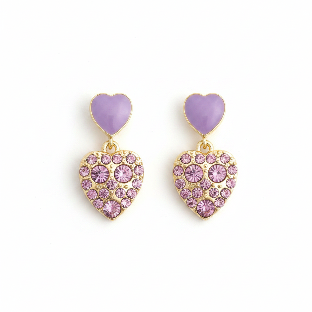 Purple Crystal Heart Drop – Product Shot 1