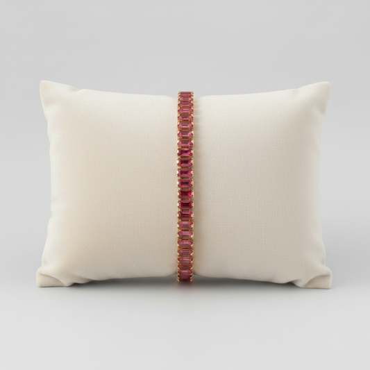 Red Ruby Baguette - Off White Cushion
