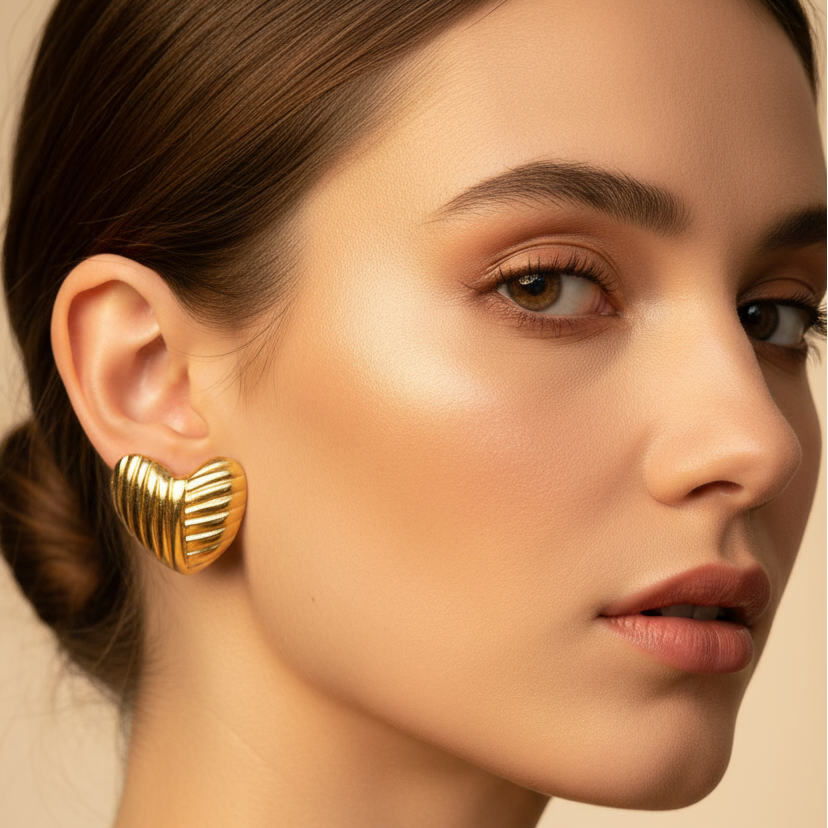 Ribbed Gold Heart - Model