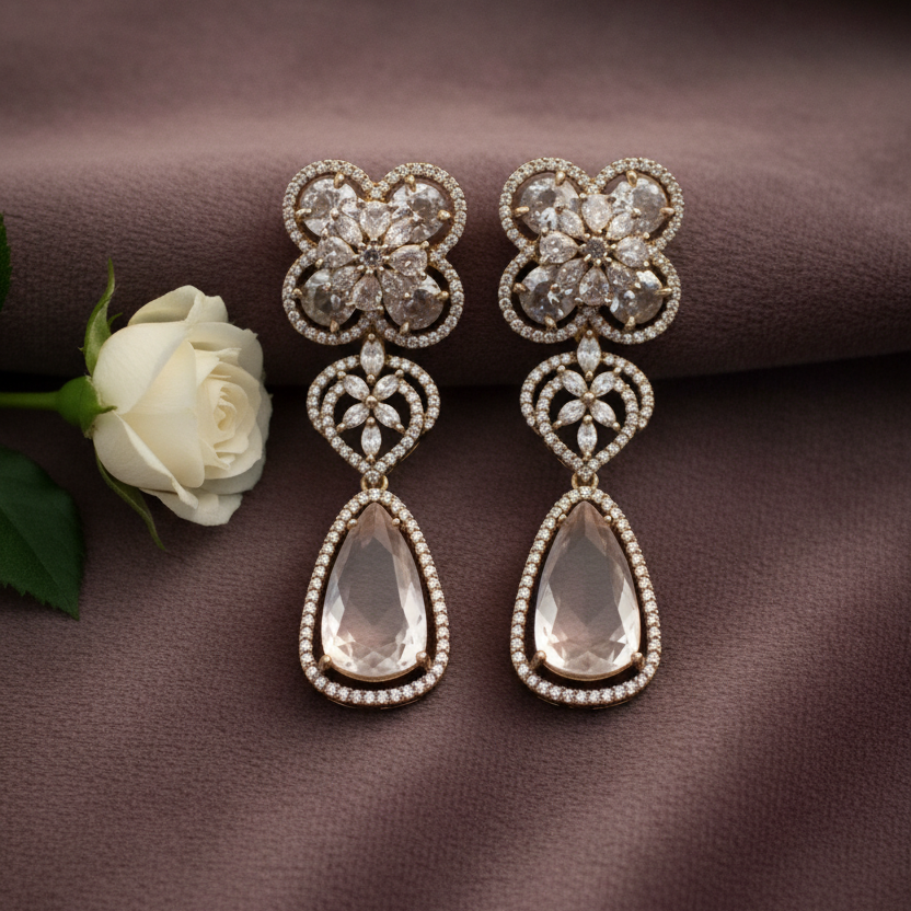 Rose Quartz Earrings - Mauve Dark