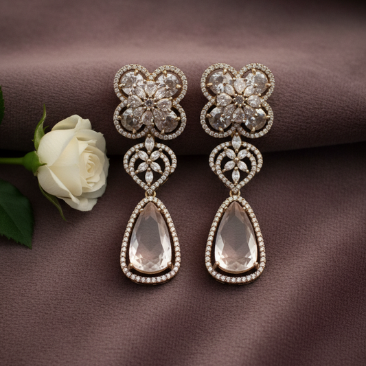 Rose Quartz Earrings - Mauve Dark