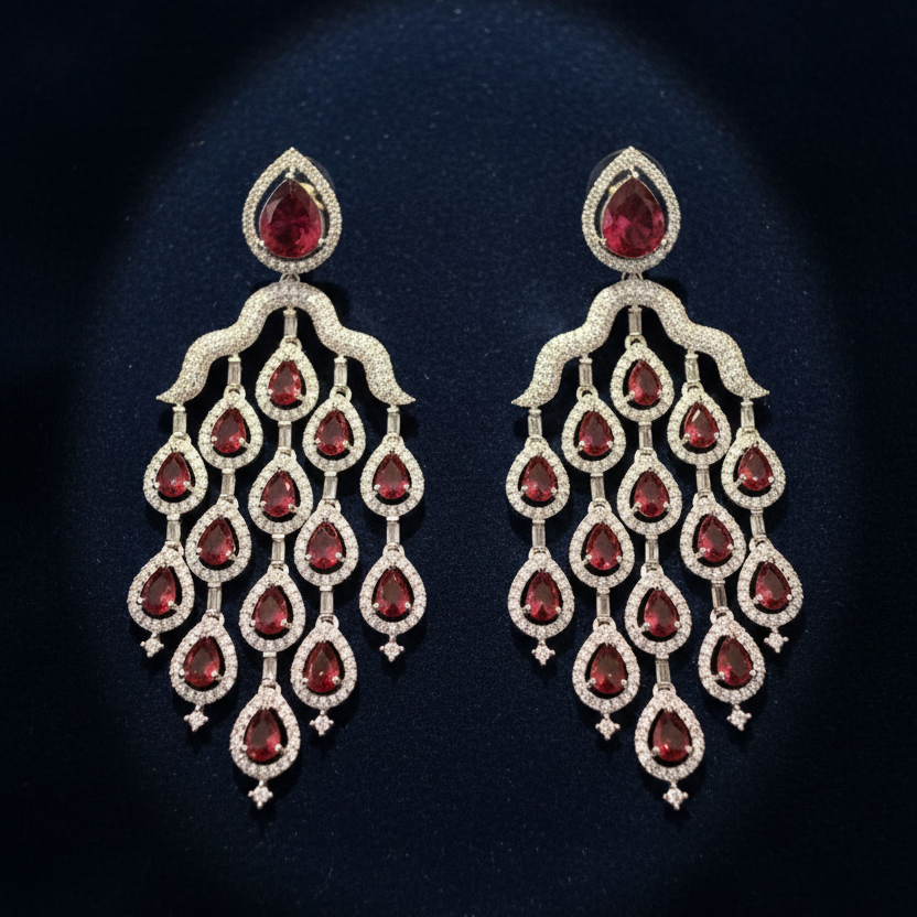 Ruby Cascade Earrings - Dark Navy