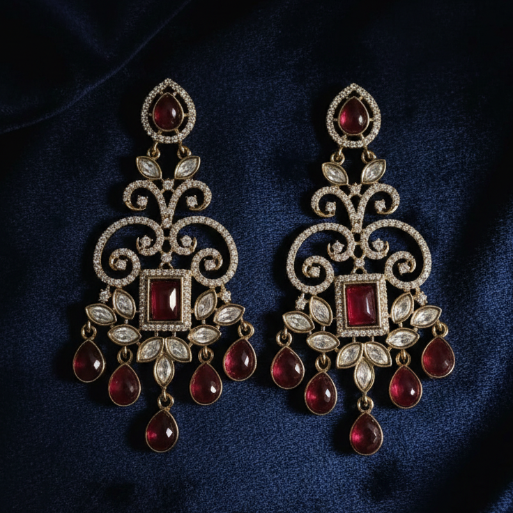 Ruby Earrings - Dark, Rubies Straight