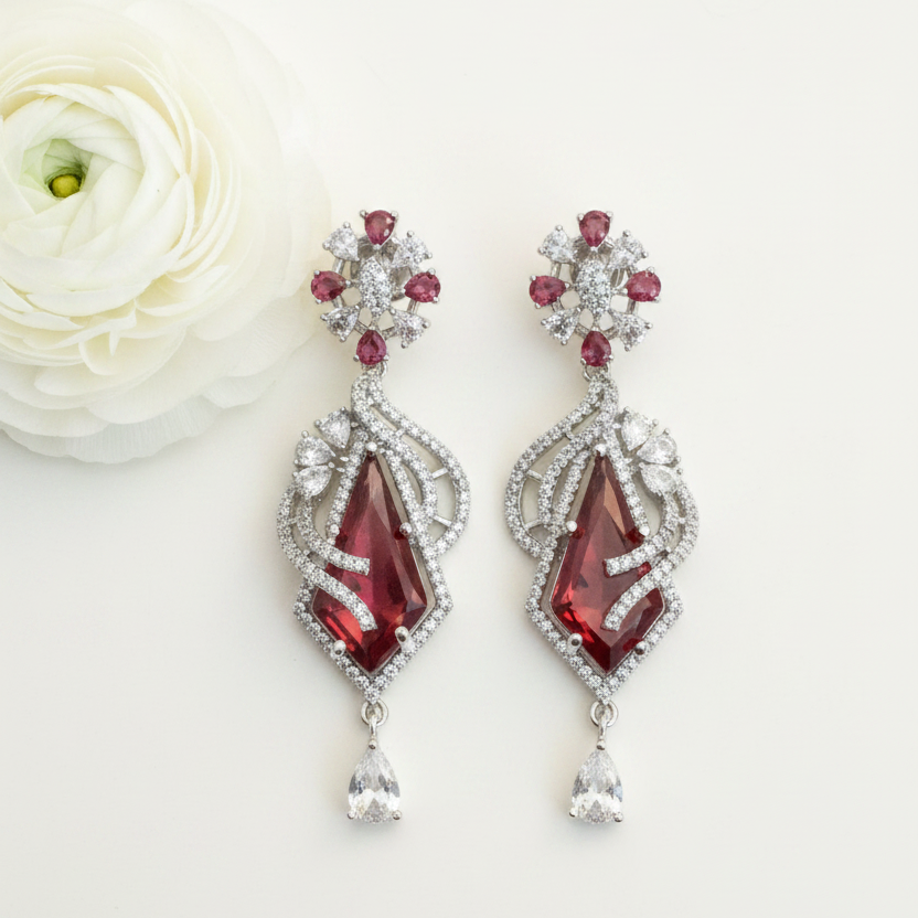 Ruby Flame Earrings - Ivory Light