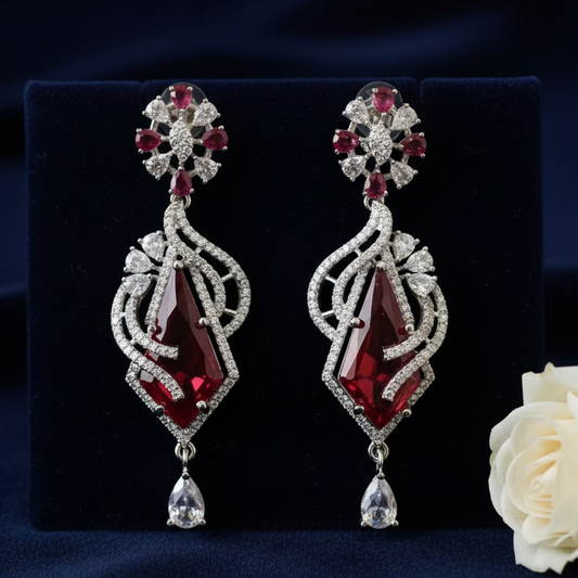 Ruby Flame Earrings - Navy Dark