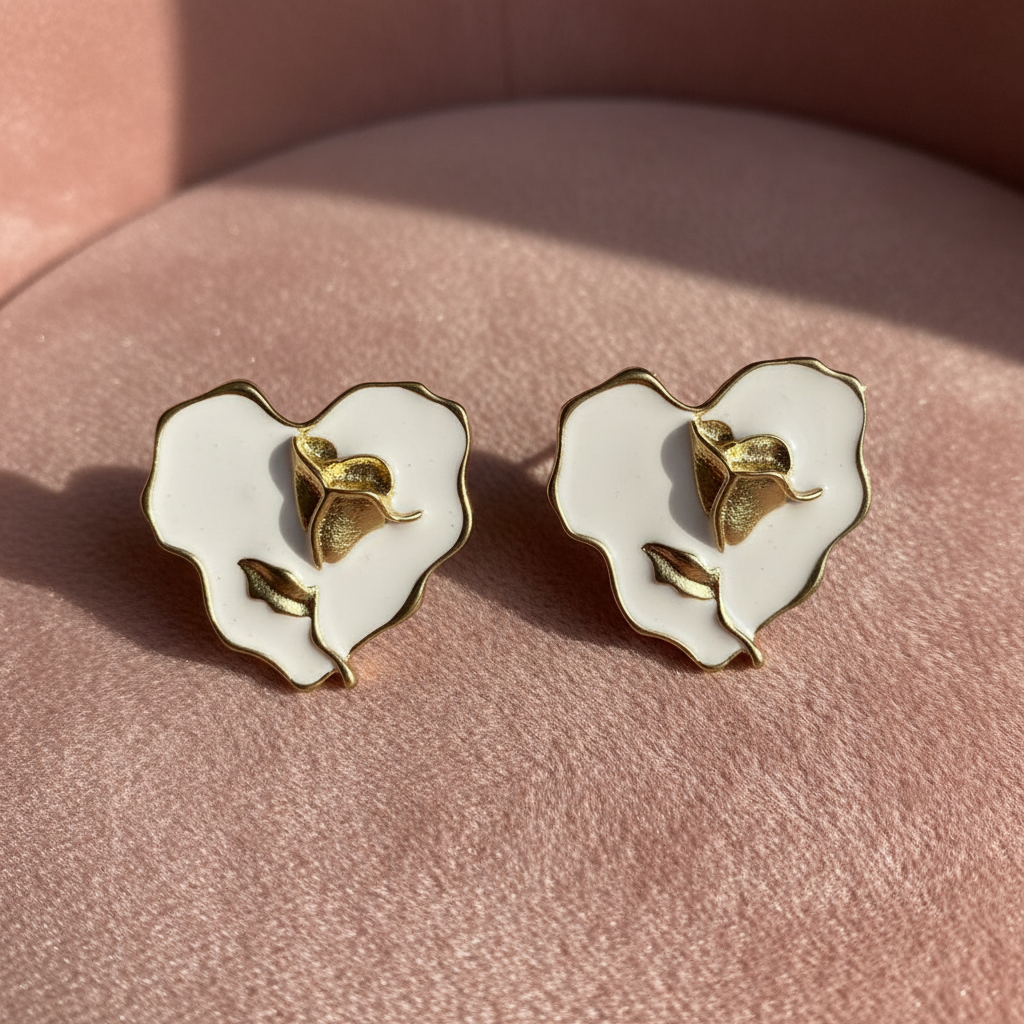 White Floral Stud – Product Shot, Blush Velvet