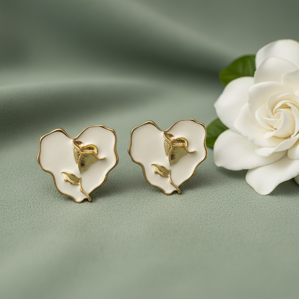 White Floral Stud – Product Shot